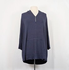 Stitch Fix Top Market & Spruce Blue White Striped Hooded Misses Size 1X