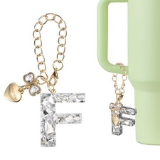 Letter Charm for Stanley Tumbler Cup, Bow Heart Initial F Letter Charm, White