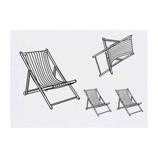 4 x 'Deck Chair Line Art' Temporary Tattoos / Transfers (TO00096600)