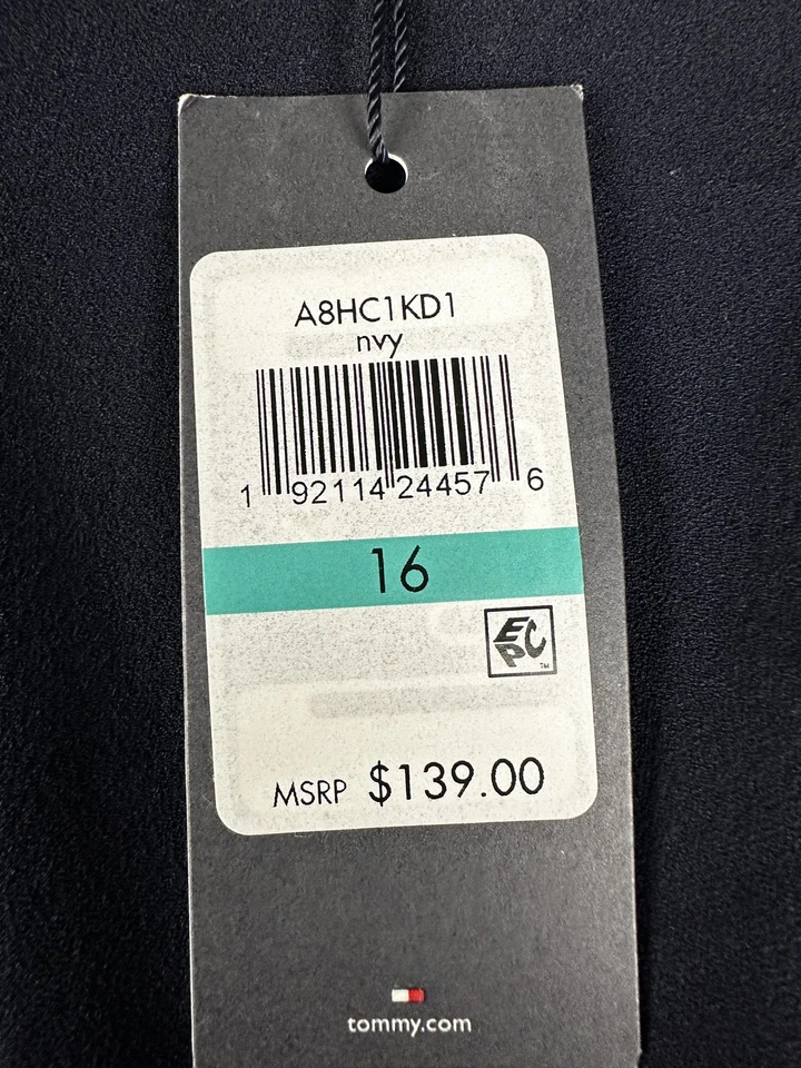 Mono Tommy Hilfiger para mujer 16 azul marino pierna ancha cinturón cuello en V elástico A8HC1KD1 Foto 2 de 4