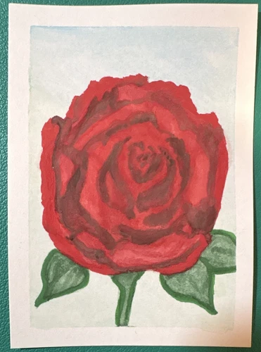 ACEO Original Rose Flower Watercolor Painting 2.5x3.5