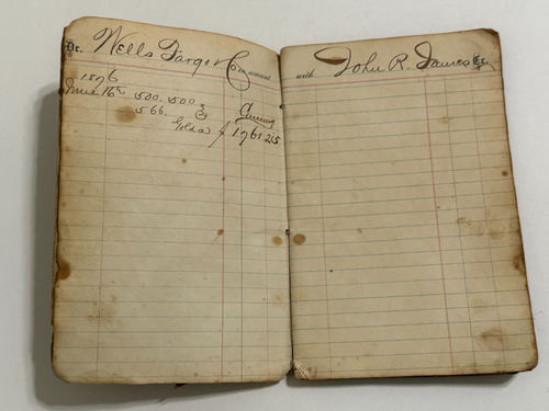 1896 Leather Wells Fargo & Company Bank 'In Account With' Leather Book -recipes - Picture 4 of 9