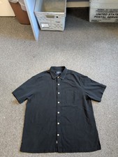 MENS NAT NAST SHORT SLEEVE AMERICAN FIT BLACK SILK BUTTON UP CAMP SHIRT SIZE XL