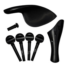 New Model 4/4 Violin ebony Fitttings Parts Tailpiece Chinrest Pegs Endpin 1