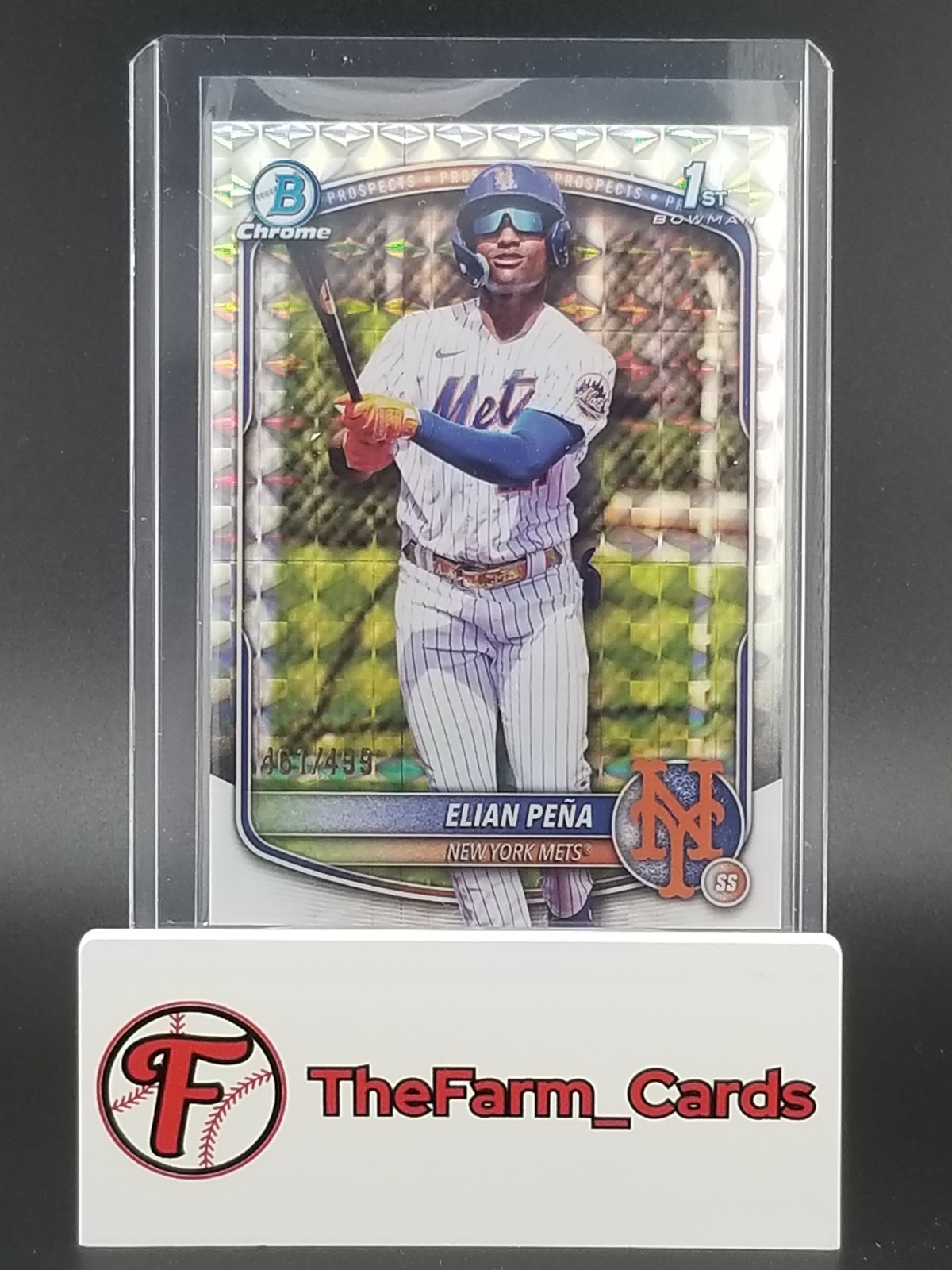 Elian Pena 2025 Bowman Chrome 1st Geometric Refractor /499 Mets  #BCP-155