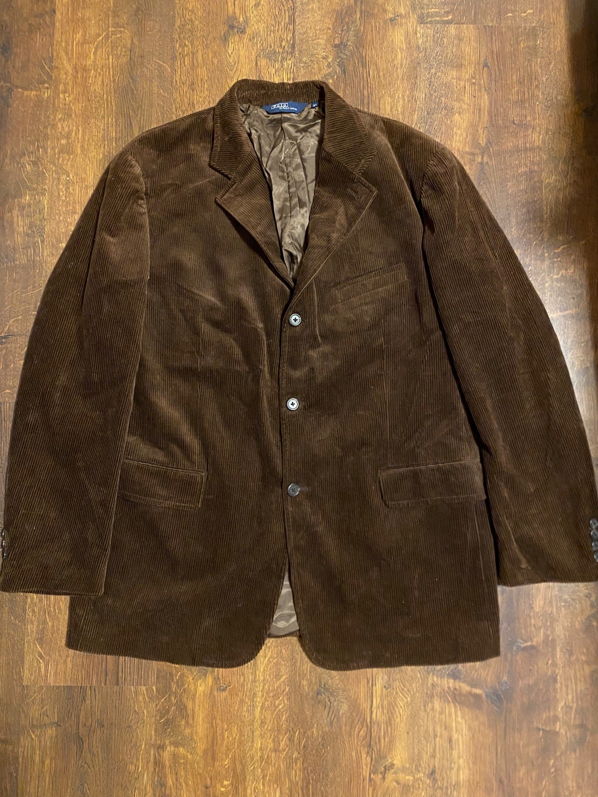 Vintage Polo Ralph Lauren Corduroy Button Front Blazer Jacket 90s Brown Size XL
