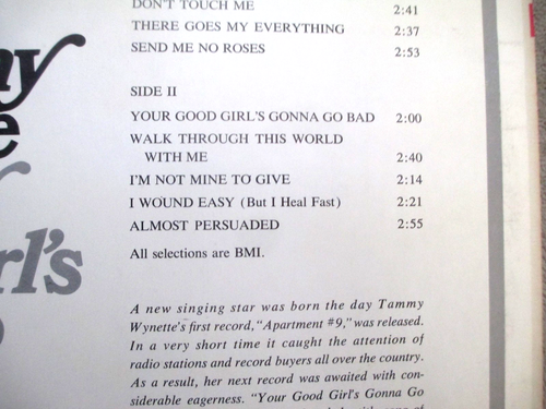 TAMMY WYNETTE 2LPs Your Good Girl's & Take Me To Your World EX OG Country EPIC - Picture 6 of 22