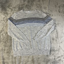 Sonoma Sweater Mens Large Gray Striped Long Sleeve Crewneck Knit Pullover