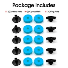 Beatello 20pcs Blue Cymbal Felt Pad Drum Set For Fixer/Hand Knob/Cymbals Stands