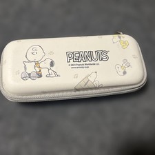 Snoopy  Woodstock Glasses Case Zip Closure Compact White/Navy Used