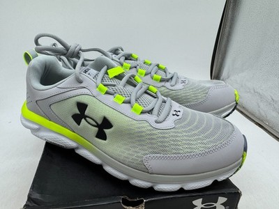 Under Armour Charged Assert 9 Marble Running Sneakers Men's Mod Gray Lime - 11