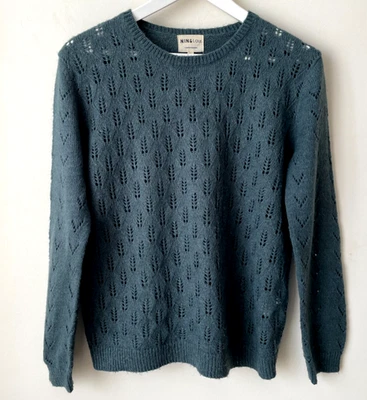 Pull Vert bouteille crochet Nin & Laur taille L création française TBE H=62cm - Photo 1/4