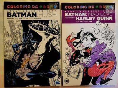 2 Adult Coloring Books Batman Hush & Mad Love W/ Harley Quinn DC Comics  