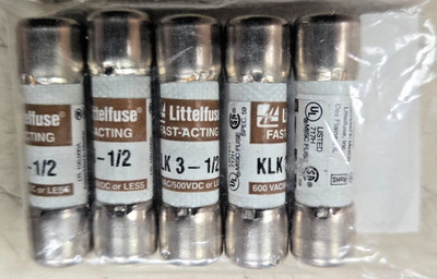 NEW (Lot of 5) Littelfuse KLK 3 1/2 Fast-Acting Miscellaneous Fuse, 600VAC