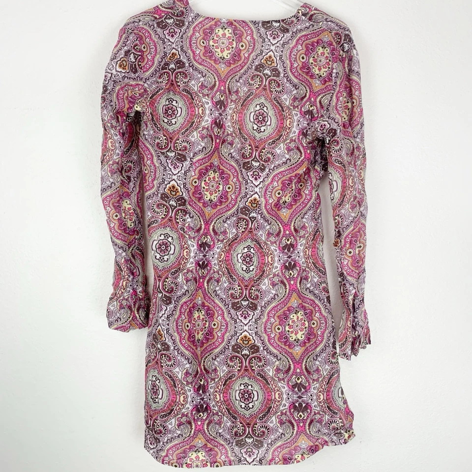 Athleta Dress Womens Small Surfside Kurta Swim Coverup Tunic Paisley Cotton Silk - Image 2 of 4