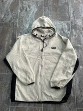 Vintage 90s Starter Full-Zip Hooded Fleece Jacket Cream/Oatmeal Men's Large