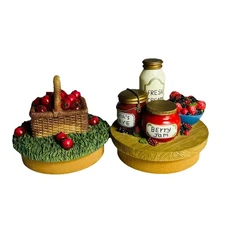 Yankee Candle Co Company Set Of 2 Candle Topper Jar Lid Cover Fruits