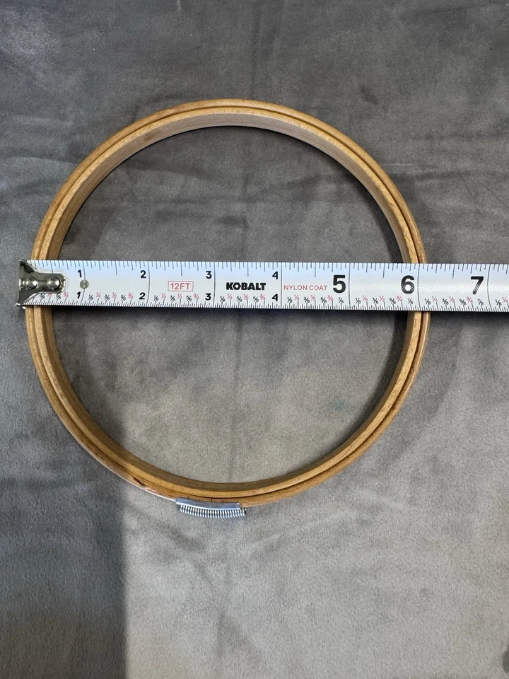 Vintage Gibbs 6" Felt Grip Spring Tension Wood Embroidery Hoop Made In USA  - Image 2 of 3