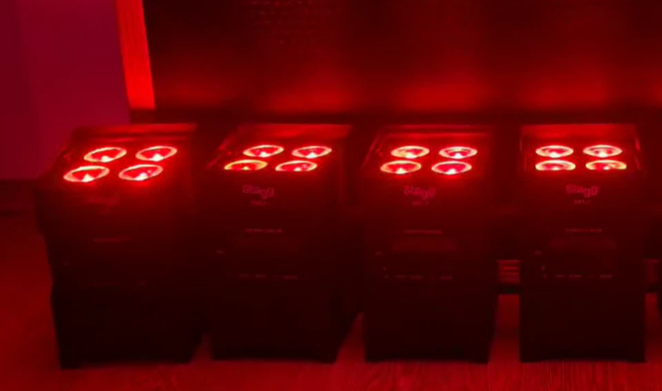 4x Stagg Wireless Battery Wireless DMX Uplighters Wash HEX Effect DJ RGBWUVA - Image 4 of 4