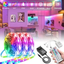 50FT Flexible 3528 RGB LED SMD Strip Light Remote Fairy Lights Room TV Party Bar