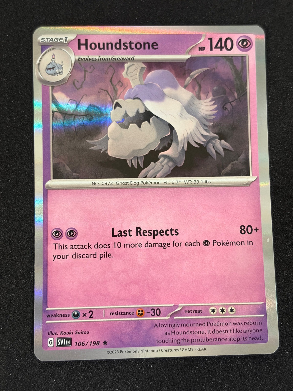Houndstone Holo Rare SV01: Scarlet & Violet Base Set 106/198 NM