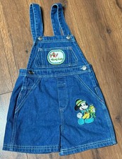 Vintage Boys Sz 4T Mickey Mouse Denim Shortalls Overalls Frog Outdoors