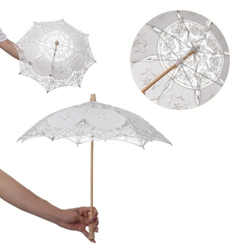 Large Lace Parasol Umbrella Embroidery Kids Sun Umbrella Wedding Decoration - Picture 14 of 24