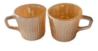 2 Vintage Fire King Anchor Hocking Peach Lustre Iridescent Royal Ribbed Cups
