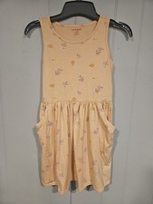 Cat Jack Dress Peach Flowers Kids Tank Top Dress with Pockets Size Large 6-7