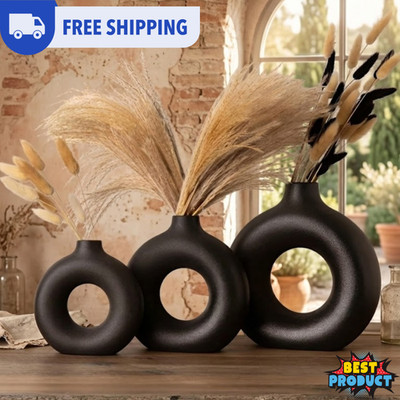 Tabletop Donut Vase Flower Pot Minimalist Fake Flower Holder Vase Lounge Decor