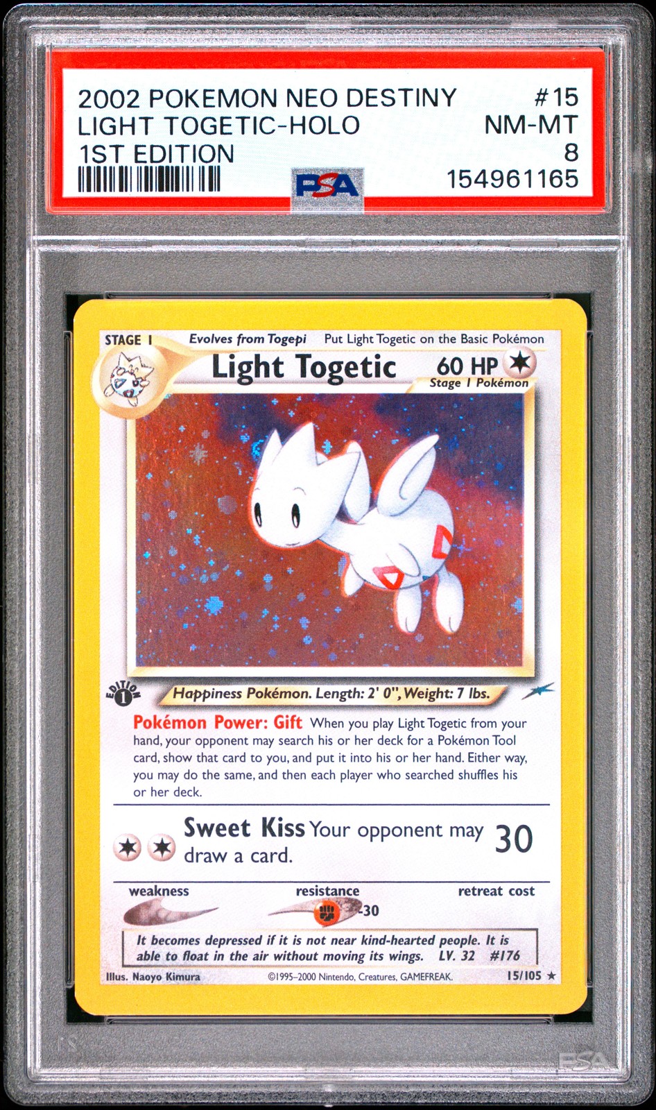 2002 POKEMON NEO DESTINY 1ST EDITION #15 LIGHT TOGETIC-HOLO PSA 8
