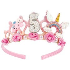 SuPoo 5th Birthday Headband - Pink Flower Crown 1 Count Pack of 1 , 5th-A