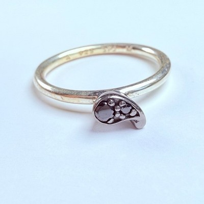 Soren Peter Jensen Onyx Danish Sterling Silver 925 Scandi Stacking Band Ring