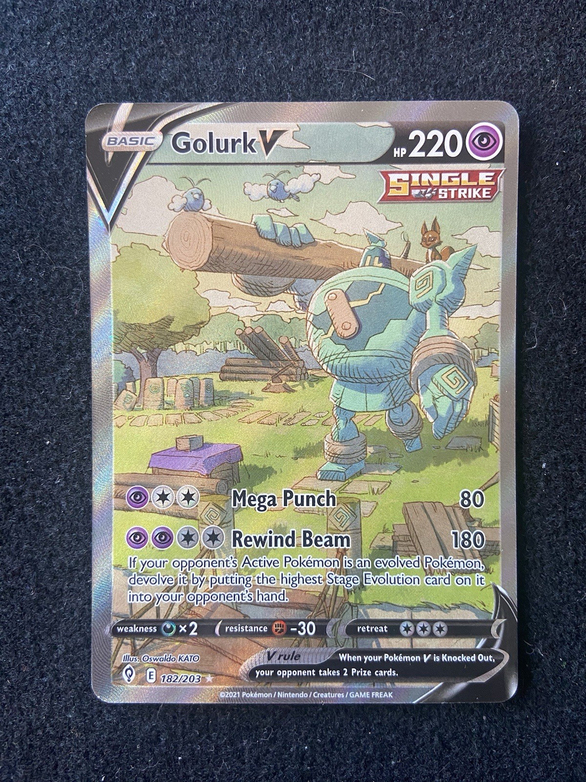 Golurk V (Alternate Full Art) 182/203 Swsh07: Evolving Skies Holo