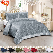 3 Piece Jacquard Quilted Bedspread & Pillow-Shams Set Double King Size Bed Throw
