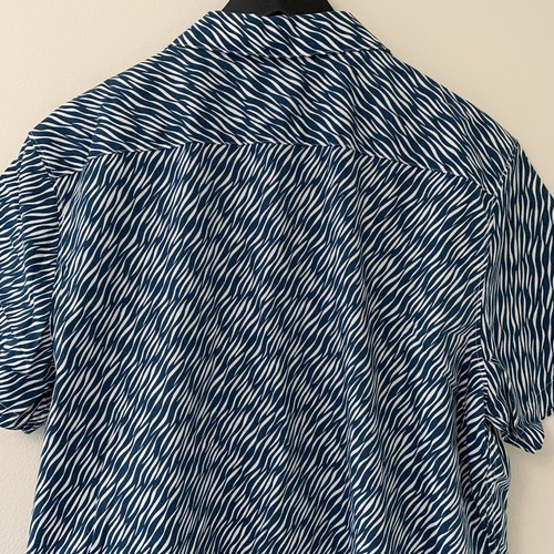 KIN By John Lewis Mens Button Up Shirt Short Sleeve Medium M Blue White