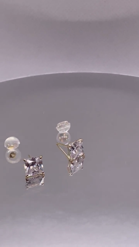 4ct princess cut stud earrings lab created diamonds 10k yellow gold - Video 1 of 1
