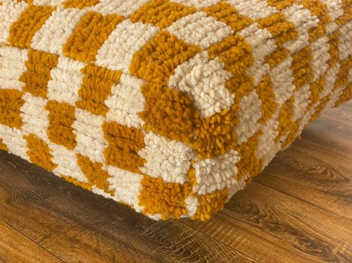 Moroccan Checkered Pouf Square, Checker Pouf, Berber Checkered Pouf. - Picture 3 of 3