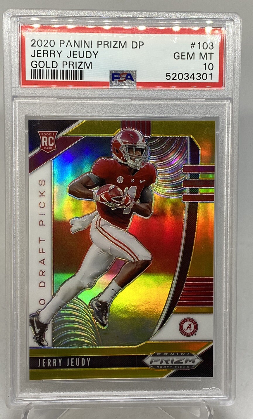 JERRY JEUDY 2020 ROOKIE RC GOLD REFRACTOR SP #4/10 JSY # PSA 10 POP 2 ALABAMA view 3