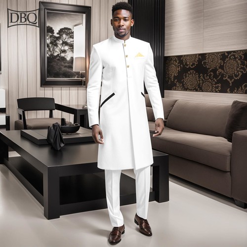 Conjunto de chaqueta y pantalón blazer largo de un solo pecho informal traje de lino de 2 piezas para hombre - Imagen 13 de 20