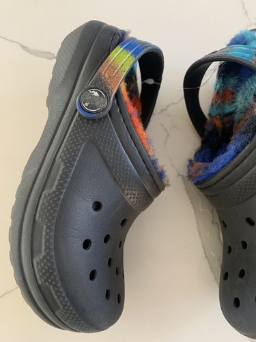 Crocs Unisex Child Classic Lined Spray Dye Clog Black/Multi Color Size Childs 13 - Picture 5 of 20