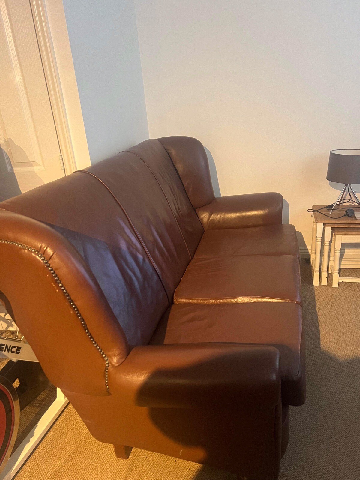 A Vintage Brown Leather Settee and Armchair.. eBay