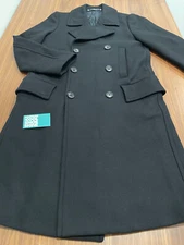 MEN'S PAUL SMITH WOOL DOUBLE BREASTED PEACOAT TRENCH COAT JACKET BLACK MEDIUM