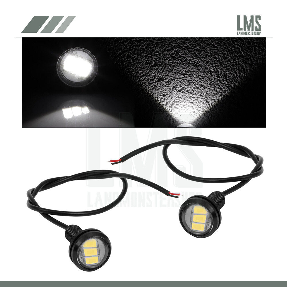 2pcs 18mm Cold White LED Tail Signal Side Marker Lights for Truck Trailer Motorcycle