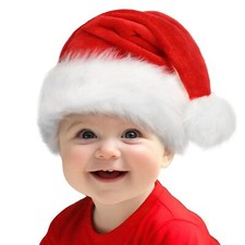 Baby Santa Hat Infant Xmas Holiday Unisex Velvet Classic Christmas Hat