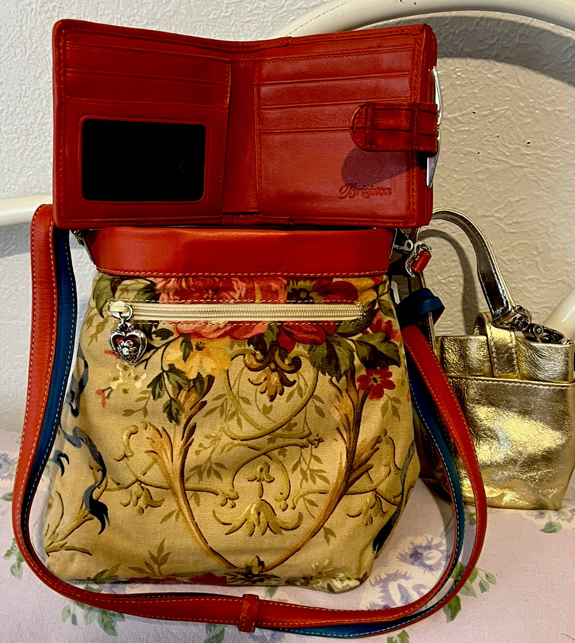 PONY Borsa a tracolla reversibile Brighton Jodi romantica e vittoriana + set PORTAFOGLIO e custodia