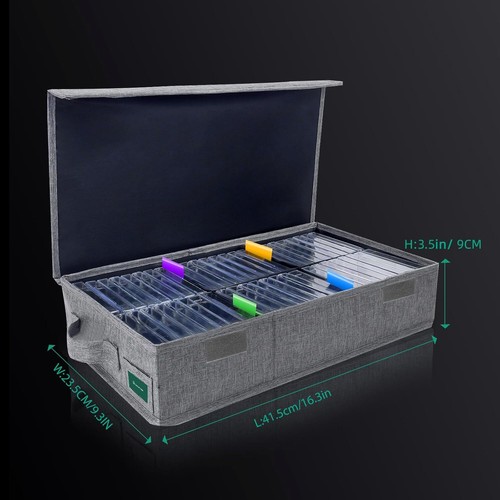 Cassette Tape Storage Box Practical Tape Holder 16.34 X 9.25 X 3.54 In Gray - Picture 5 of 11