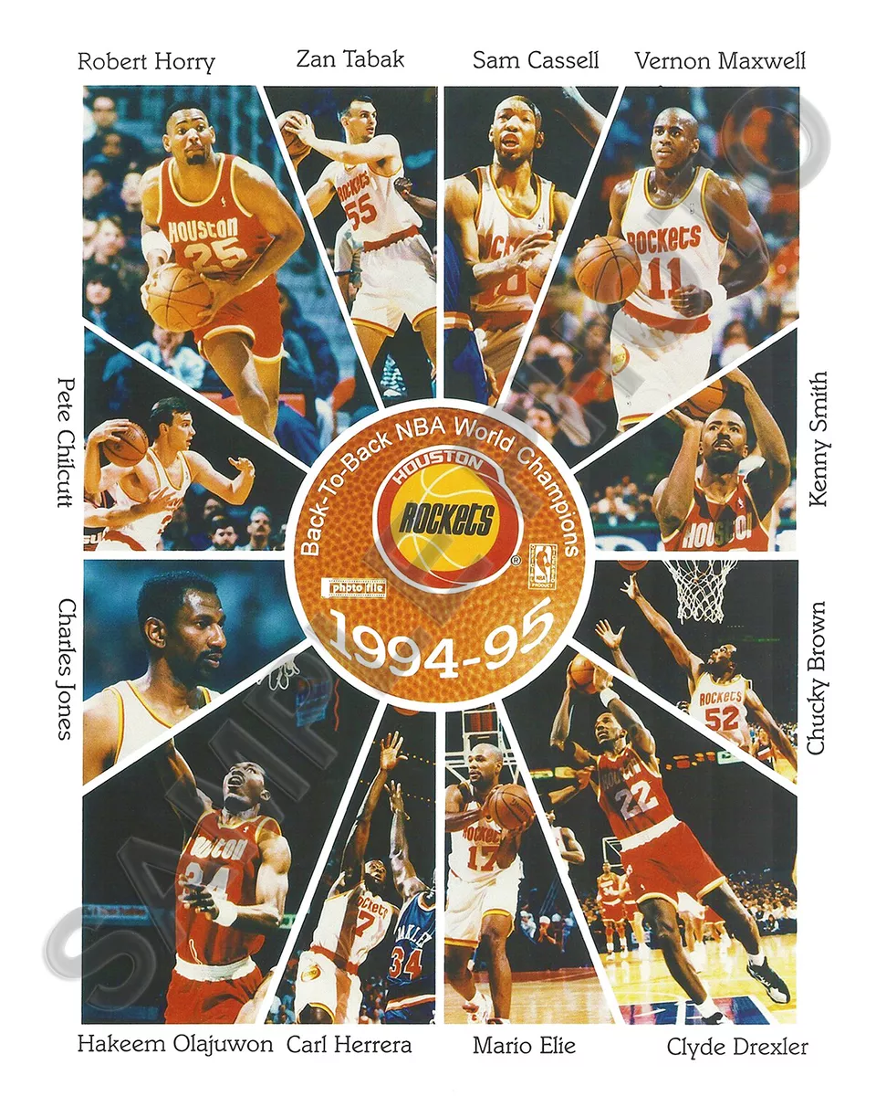 Houston Rockets 1994 1995 Back 2 Back NBA Champions 8x10 Team