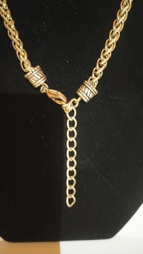 Vintage Tigers Eye Cabochon Cable Pendant Woven Chain Necklace - Picture 4 of 4