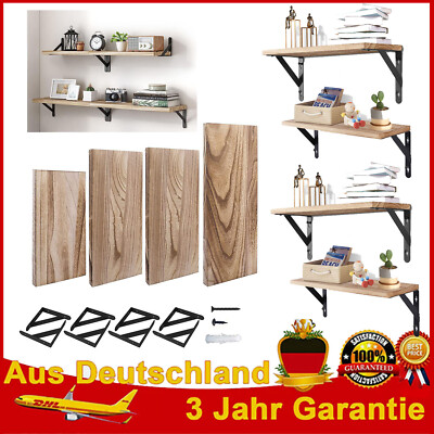 Wandregal Aus Holz, 4 Ebenen – Vintage-Schweberegal Für Bad, Küche Oder Wohnzimmer
